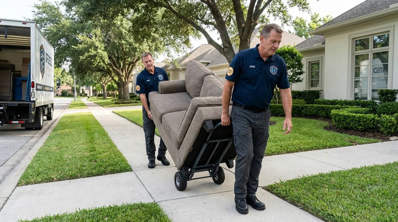 Local residential moving crew loading furniture in Yorba Linda, CA